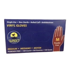 Sunset - Clear Vinyl Gloves without Powder, Medium - 100 ct