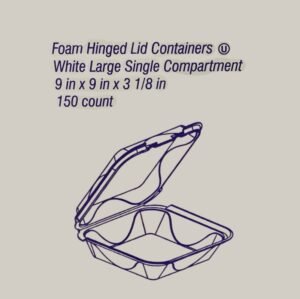 Sunset - YFHL -9901 - 9x9 Foam Hinged Container 1 Compartment  - 150 ct