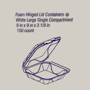 Sunset - YFHL -9901 - 9x9 Foam Hinged Container 1 Compartment  - 150 ct