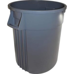 Heavy-Duty Round Trash Cans, Gray, 32 Gal