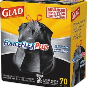 Glad ForceFlexPlus Drawstring Large Trash Bags, 30 Gallon