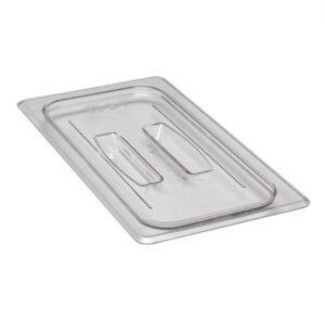 Camwear Food Pan Lid, Third Size, Notched With Clear Handle