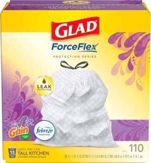 Glad Force Flex Max Strength Tall Kitchen  Gain Lavender 13Gal / 120 Ct