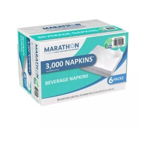 Marathon Beverage Napkins, 1-Ply, 9 1/2" x 9 1/2", White  3000 Ct