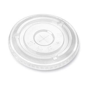 Clear X-Slot Flat Lid for 16, 20, 24 oz Cold Cups - 100 ct