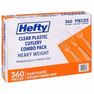 Hefty Clear Plastic Cutlery Combo 360Ct ( 120Spoon, 120 Forks, 120 Knife)