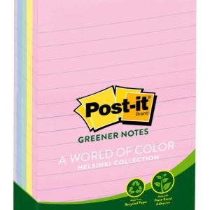 Post-it Greener Notes, 4 in x 6 in, 5 Pads, 100 Sheets/Pad