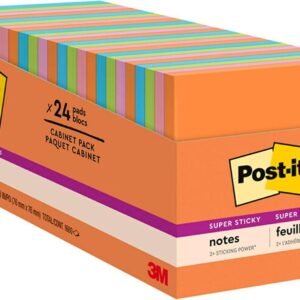 Post-it Super Sticky Notes, 3 in x 3 in, 24 Pads, 70 Ct