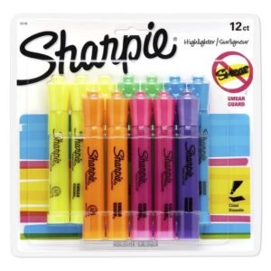 Sharpie® Tank Style Highlighters, Chisel Tip, Assorted, 12Ct