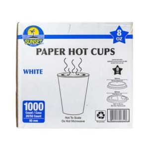 Sunset - 8 oz White Hot Cups - 1000 ct Pack
