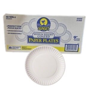 Sunset- Uncoated Paper Plates, 9" - 1000/Cs
