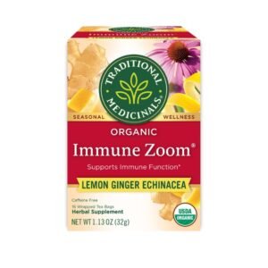 Traditional Medicinals Tea, Organic Immune Zoom Lemon Ginger, Tea Bags, 16Ct