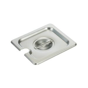 Winco - 18/8 Stainless Steel Steam Pan Cover, Slotted, Half Size, 12.81" x 10.44" x 1.25"