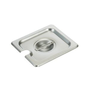 Winco - 18/8 Stainless Steel Steam Pan Cover, Slotted, Half Size, 12.81" x 10.44" x 1.25"