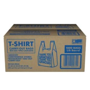 T-Shirt Carry-Out Bags ( Thank you Bag 1/6) 11.5" x 6.5" x 22" 1,000 ct.