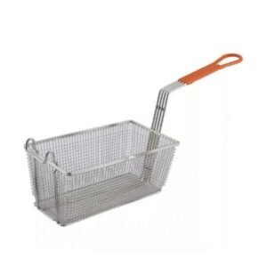 Fry Basket, 12-1/8" x 6-1/4" x 5-5/16" deep, orange coated handle