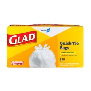 Glad® CloroxPro® Quick-Tie® Tall Kitchen Trash Bags, 13 Gallon, 200 Ct