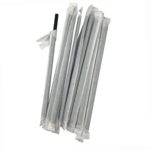 Skyline - 7.75" Black Wrapped Paper Straw - 400 Ct