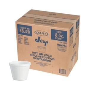 Dart - 8SJ20- 8 oz Extra Squat Foam Food Container - 1000 ct
