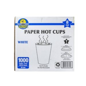 Sunset - Hot Paper Cafe Cups White , 8 oz, -1000 Ct